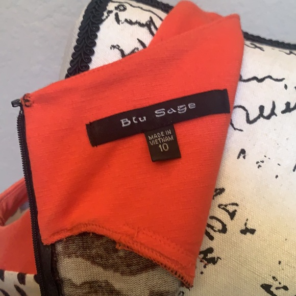 Super Stylish Orange Black and Animal Print Dress - Picture 4 of 5